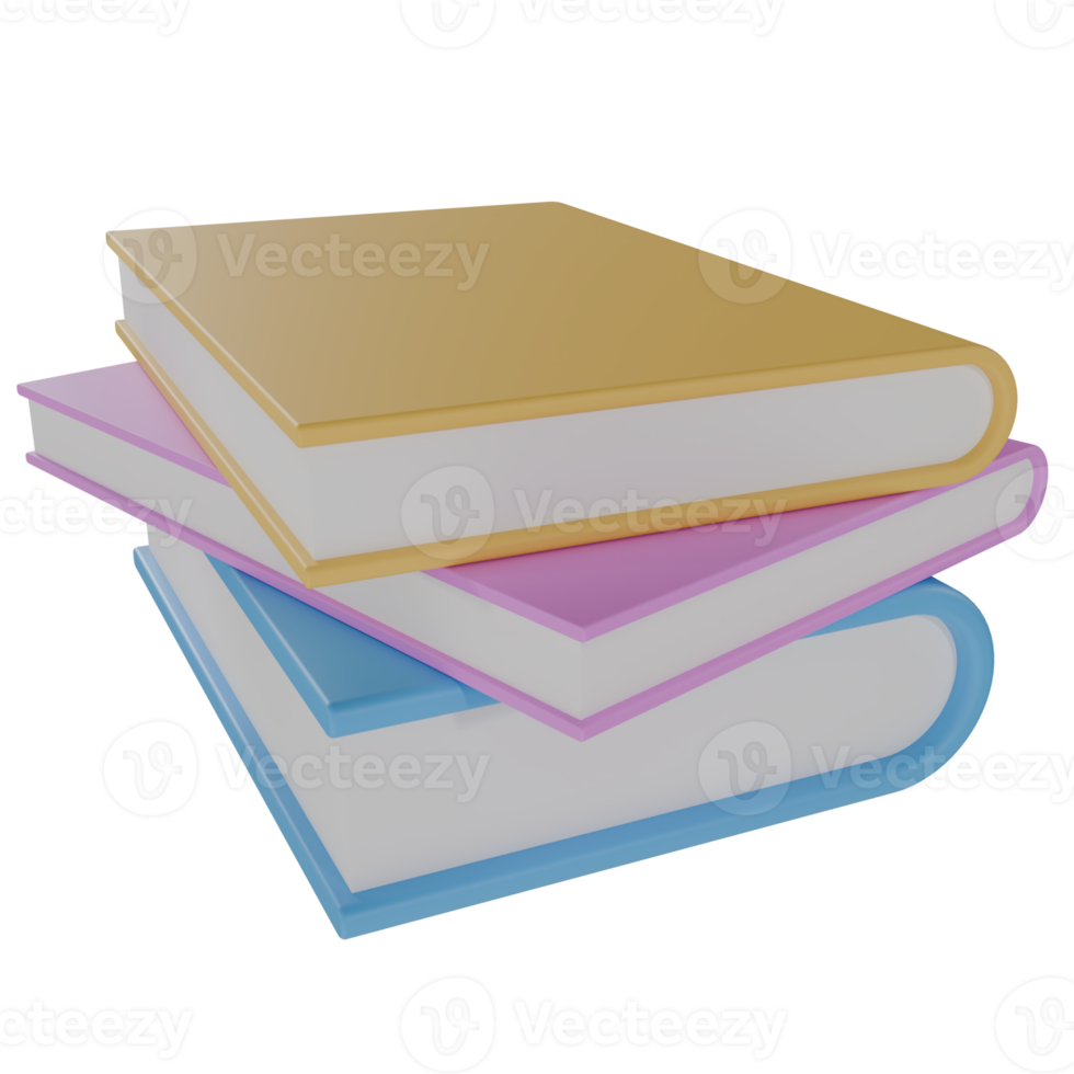 3d render of stack of books. concept of learning in school and acceptance png