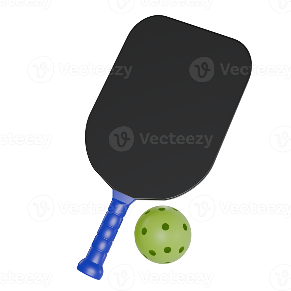 3d render of one paddle and ball. illustration for pickleball sport competition png