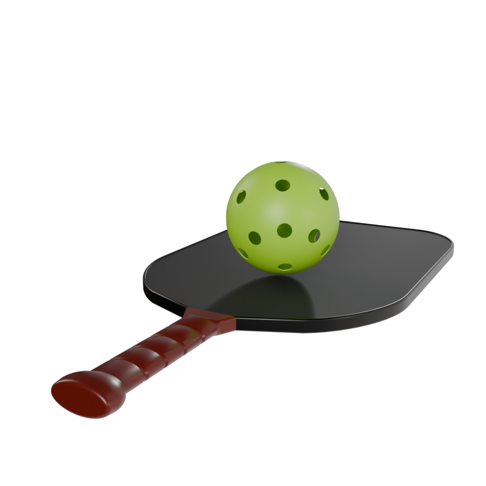 3d render of paddle and ball. illustration for pickleball sport png