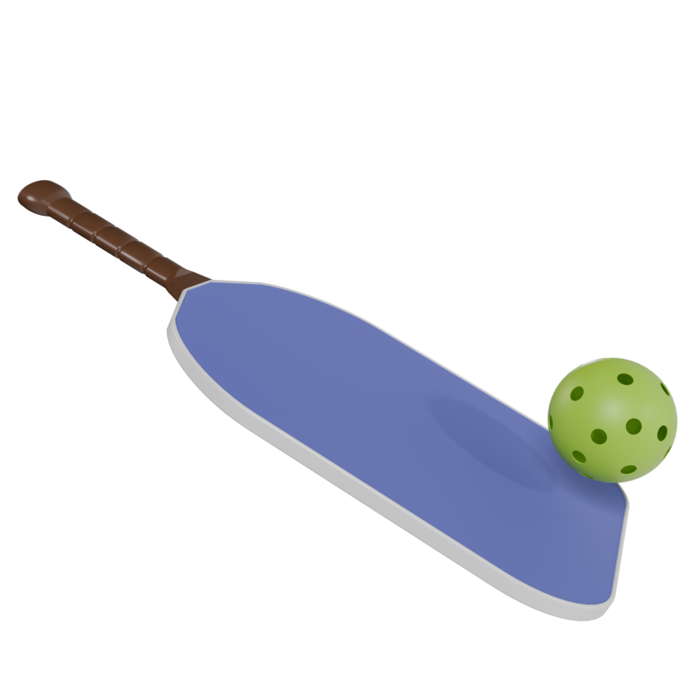 3d render of purple paddle and ball. illustration for pickleball sport competition png