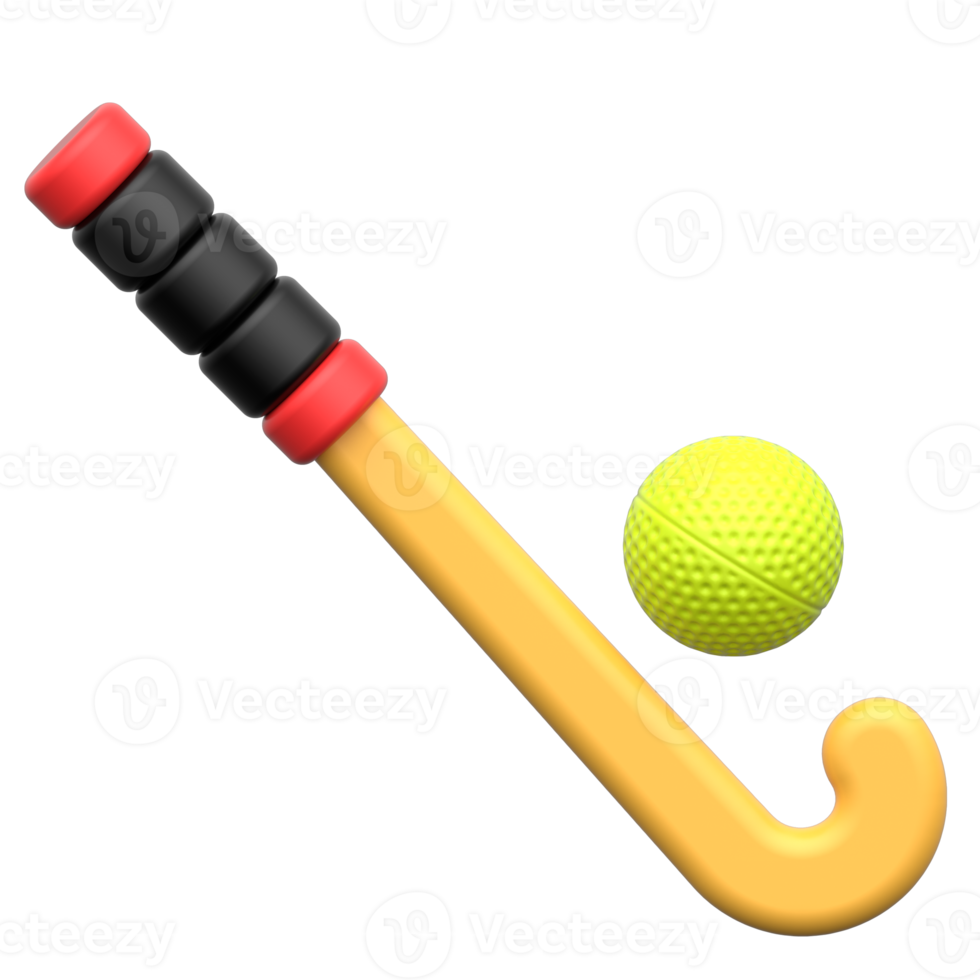 Hockey Stick and Ball 3D Icon png