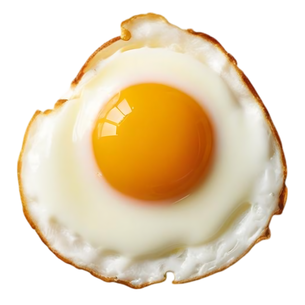 Close-Up Fried Egg with Bright Yolk and Crispy White Edges png