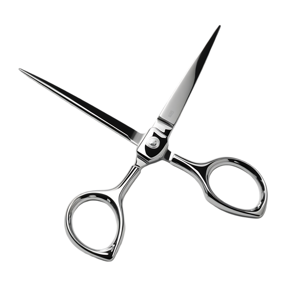 Silver Scissors with Sharp Blades and Circular Finger Holes Isolated png