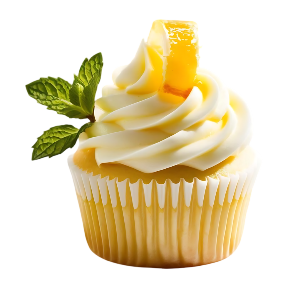 Lemon Cupcake with Cream Cheese Frosting and Garnish png