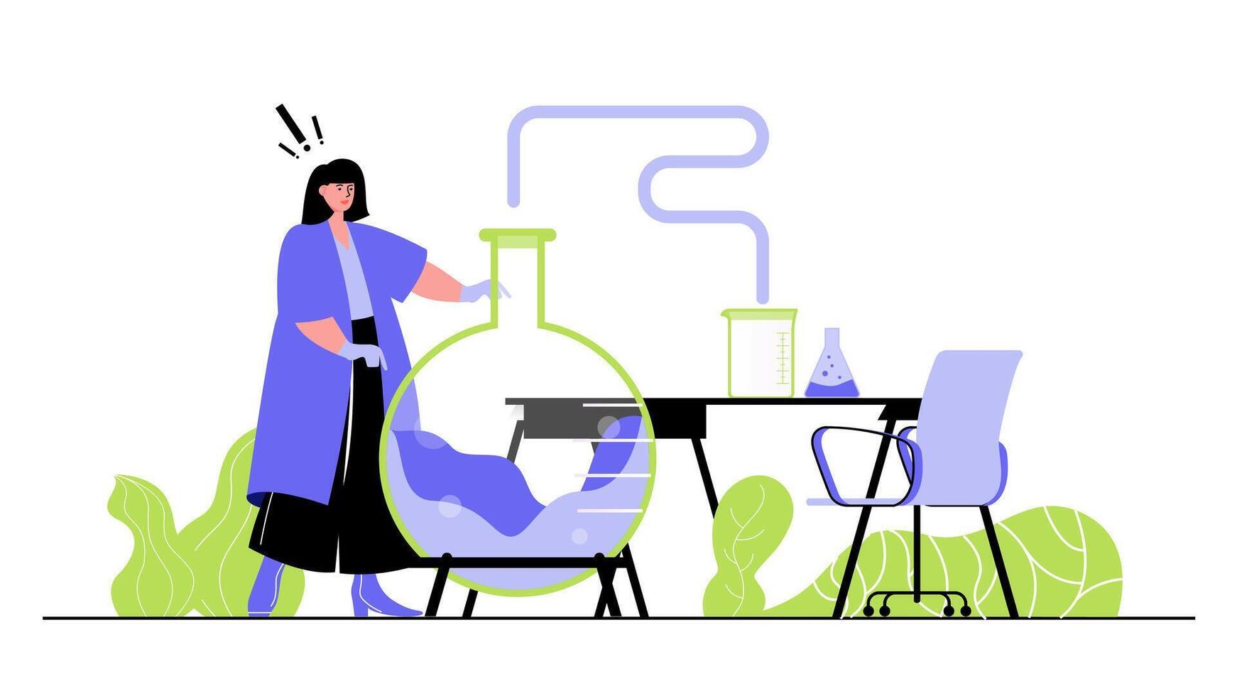 Scientist with lab equipment and flask vector