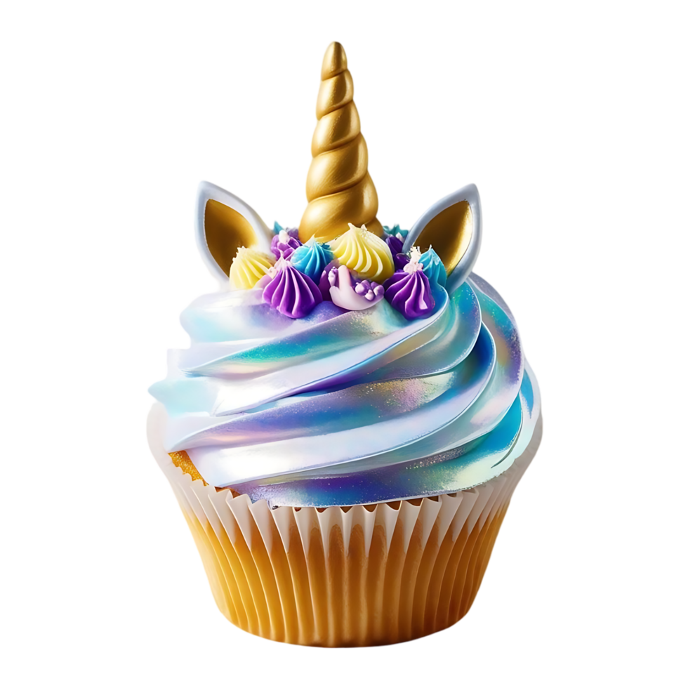 Rainbow Unicorn Cupcake with Swirls png