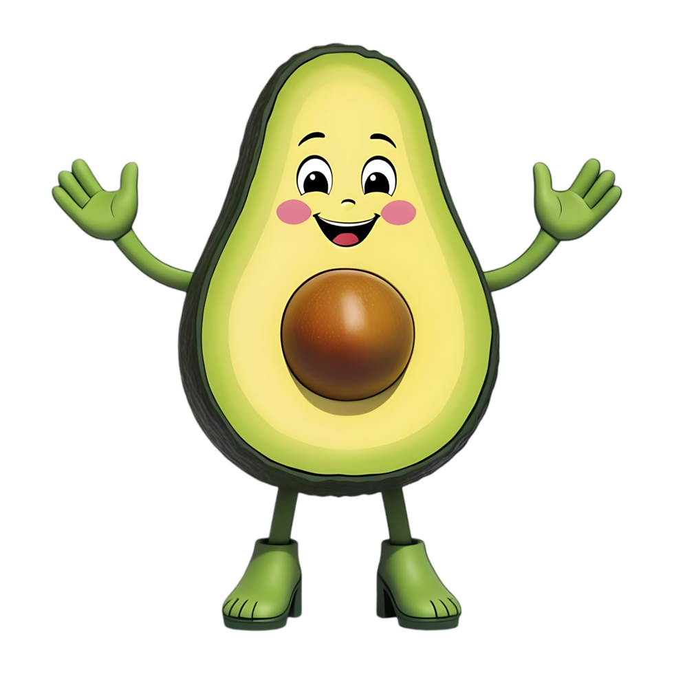 Happy Avocado Character Waving png