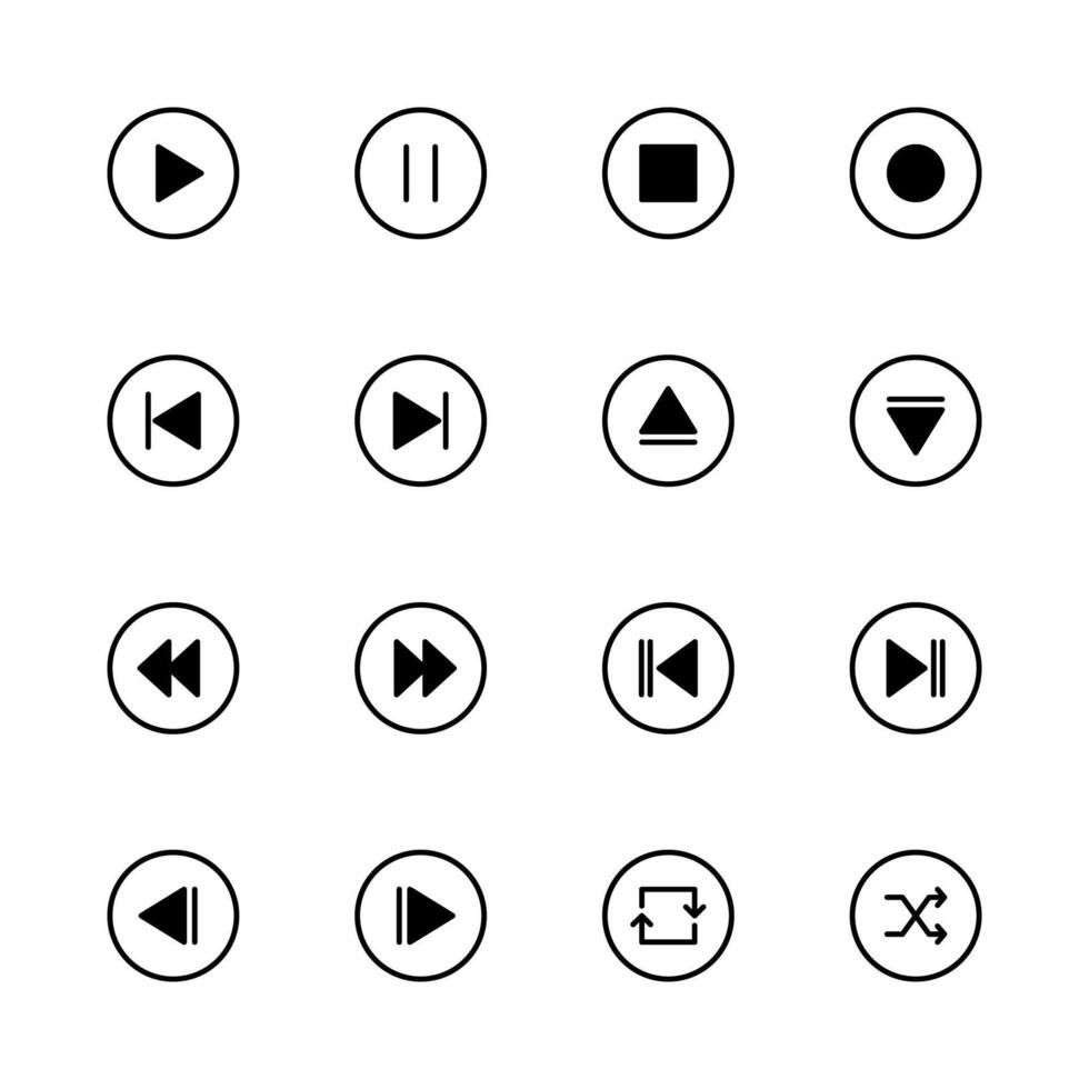 Media player icon set. Play icon set. vector