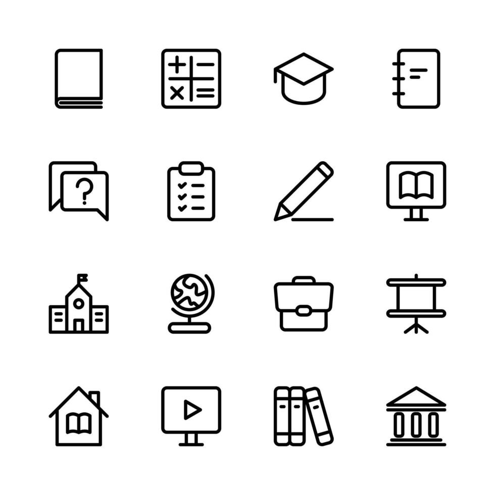 Education icon set. Study, School, Learning icon set. Line icon set. vector