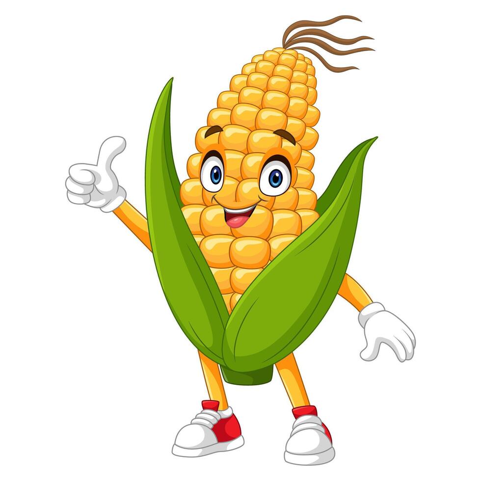 Happy corn character with big eyes vector