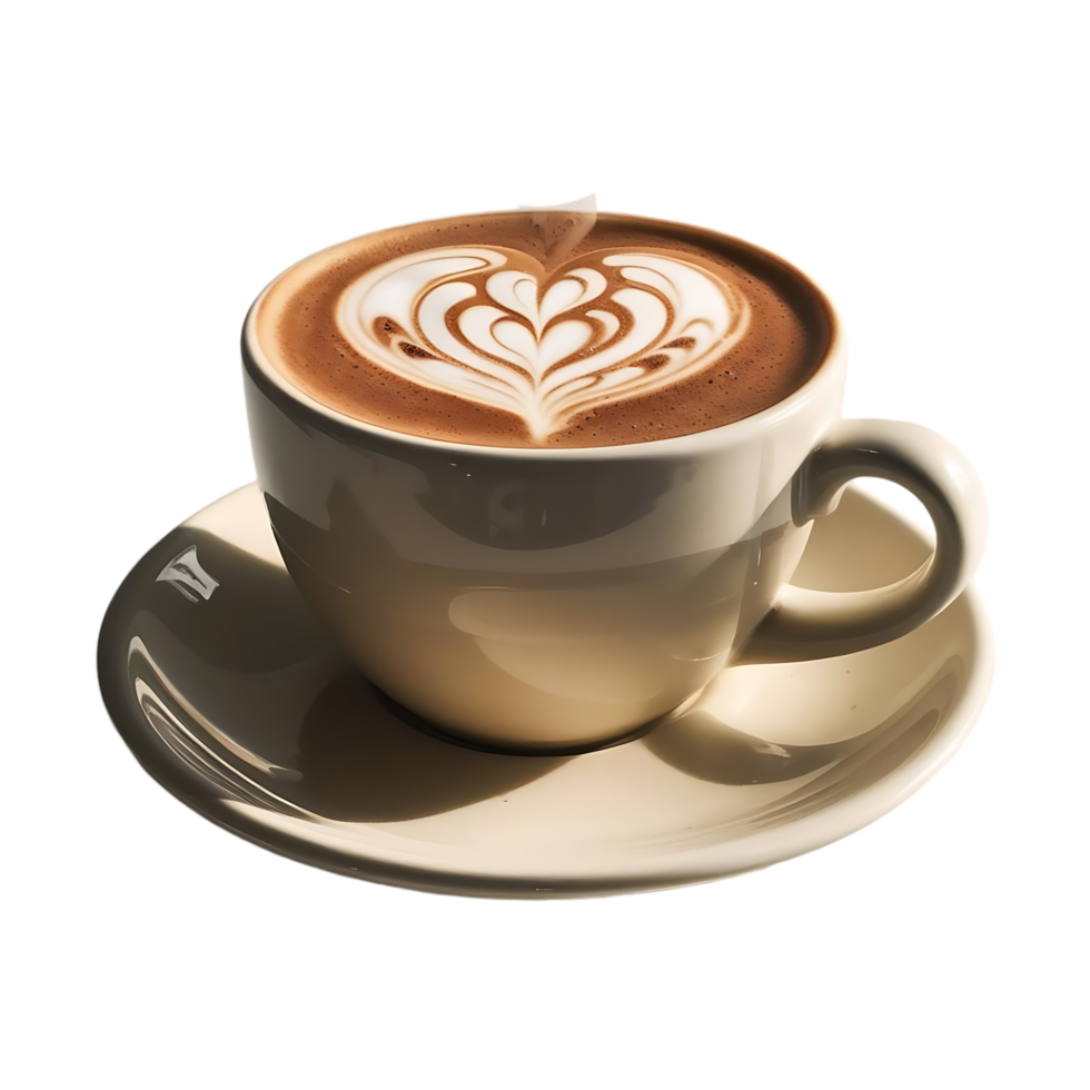 A cup of coffee with heart shaped latte art top png