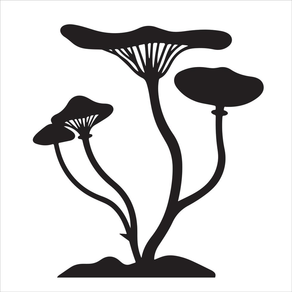 Silhouette of mushrooms on a white background vector