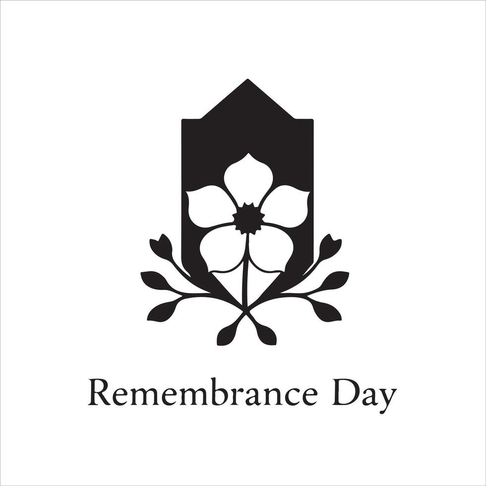 A black and white logo for remembrance day vector