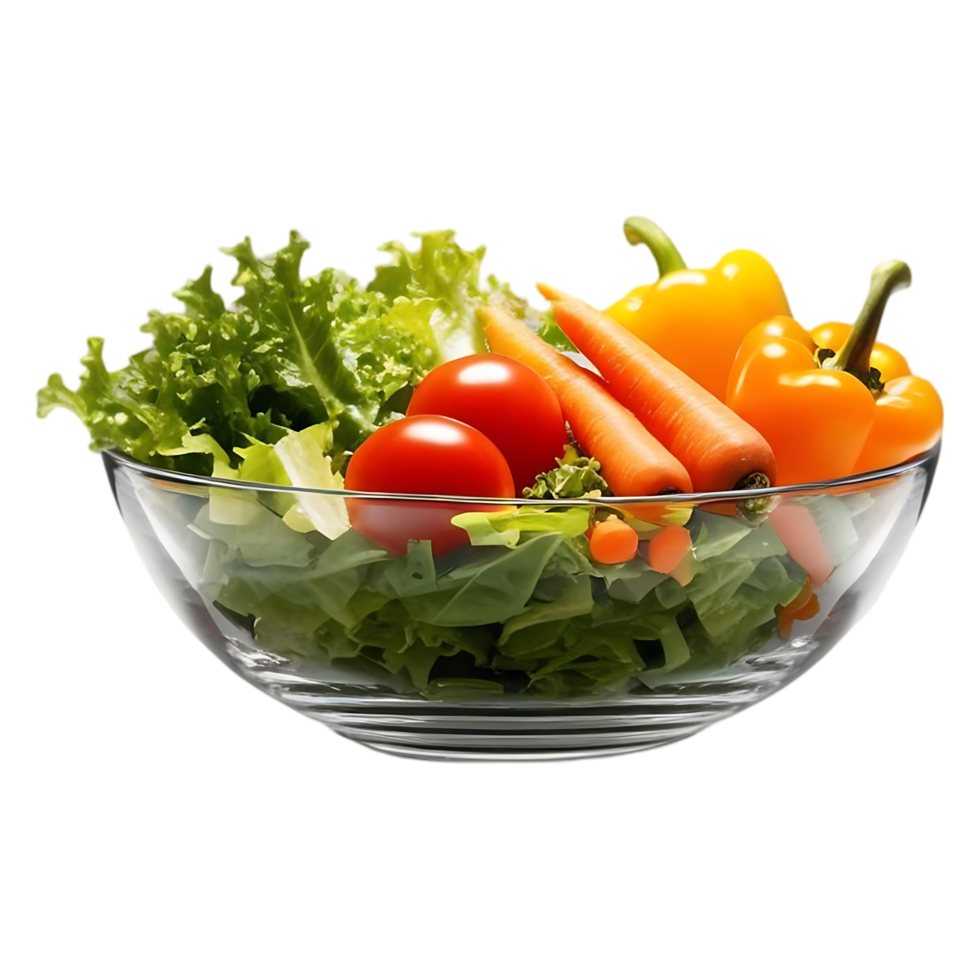 Fresh Salad with Carrots Tomatoes Bell Peppers in Bowl png