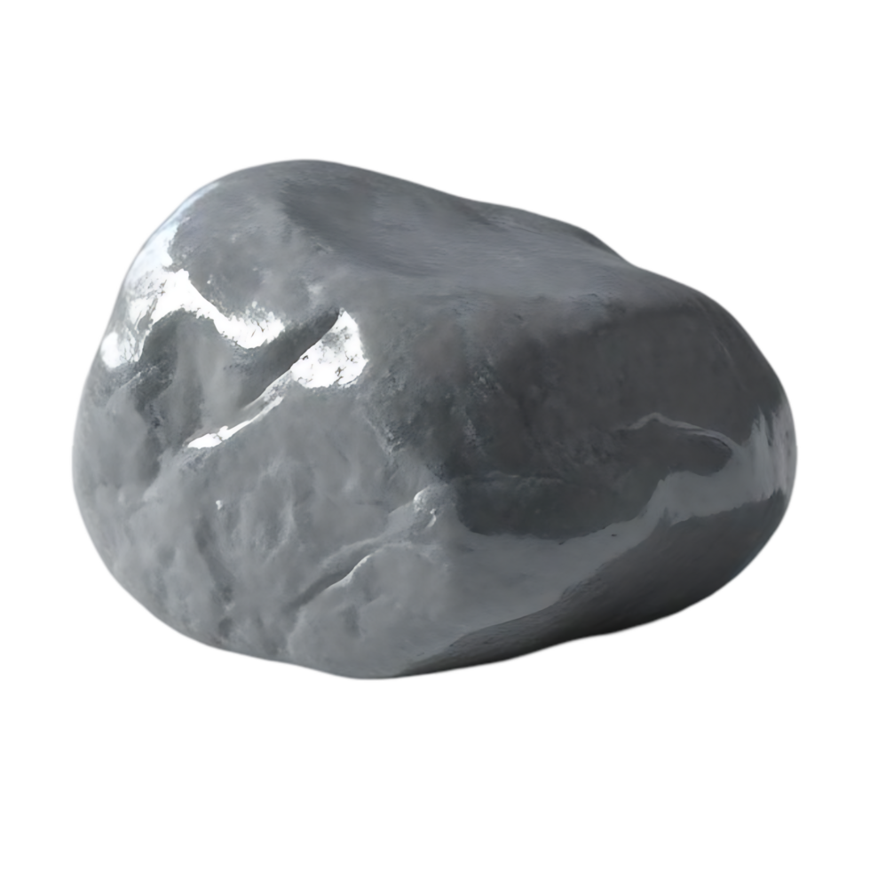 Isolated gray rock with light reflections on it png