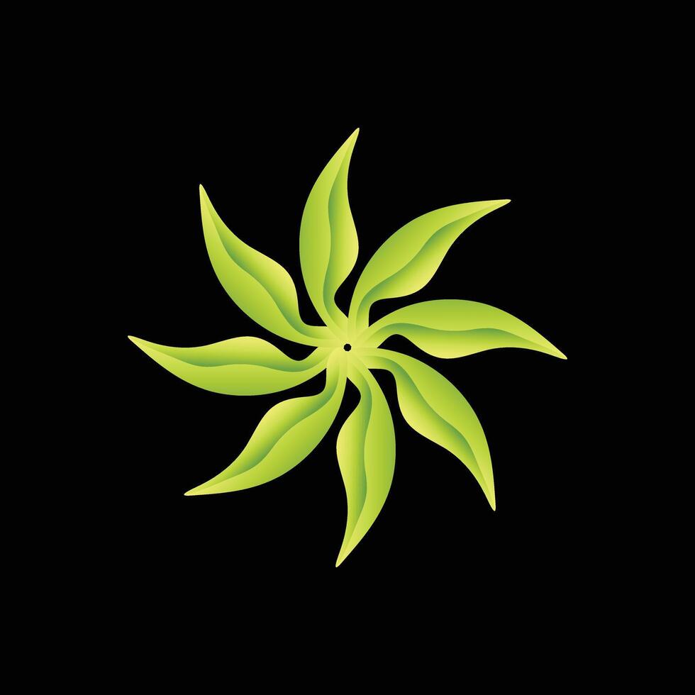 Dynamic Green Leaf Swirl Graphic vector