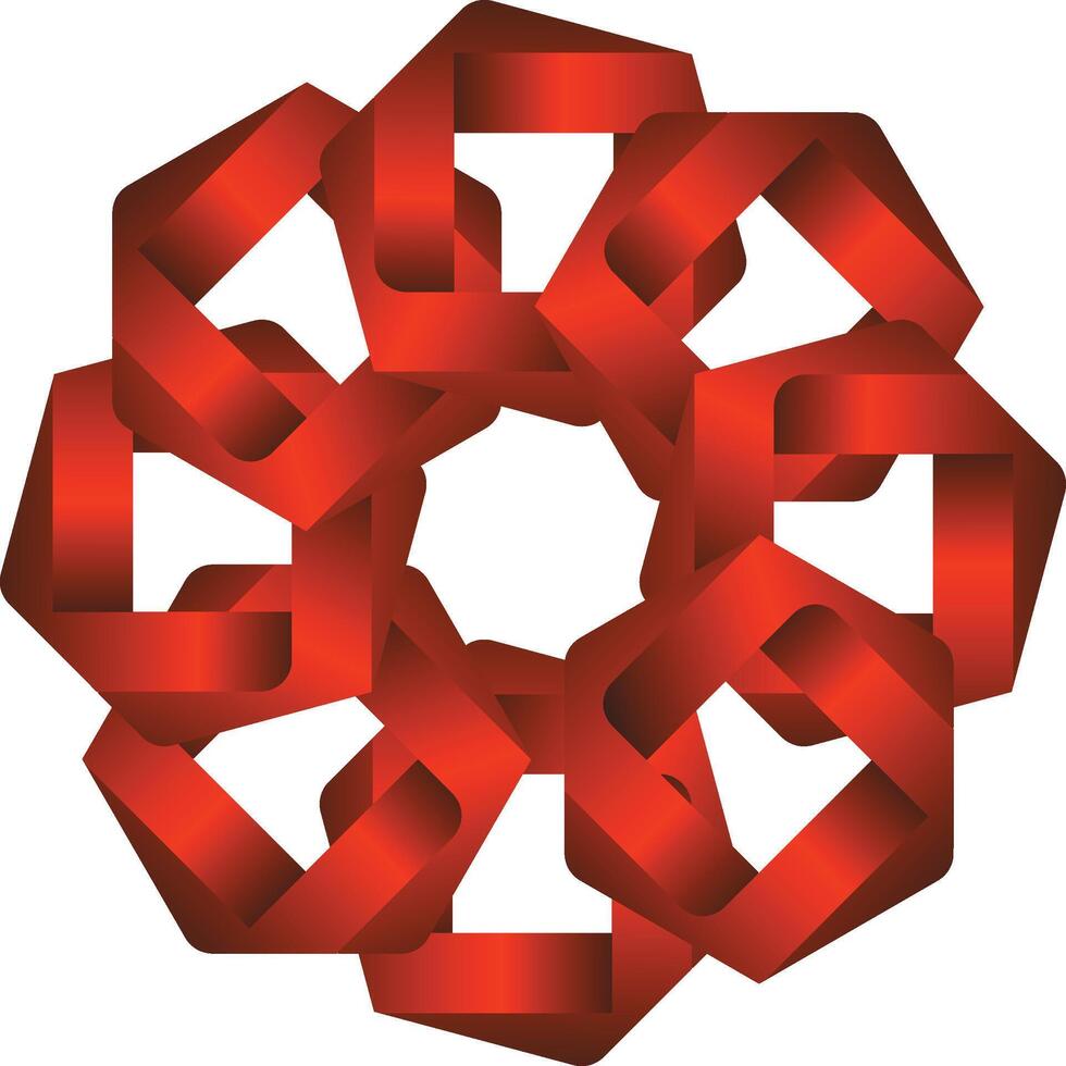 Dynamic Red Interlocking Knot Design vector