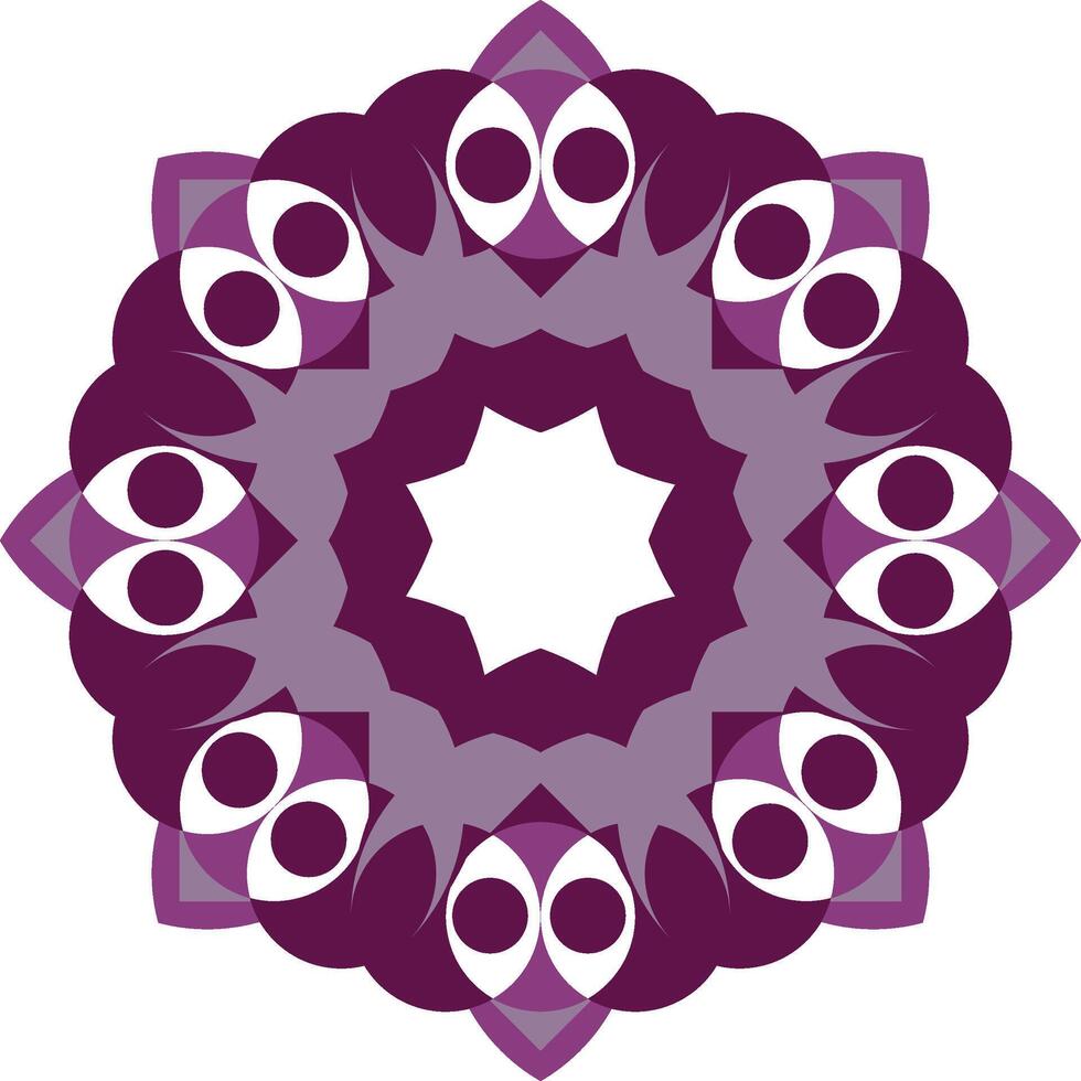 Symmetrical Purple and White Mandala Design vector