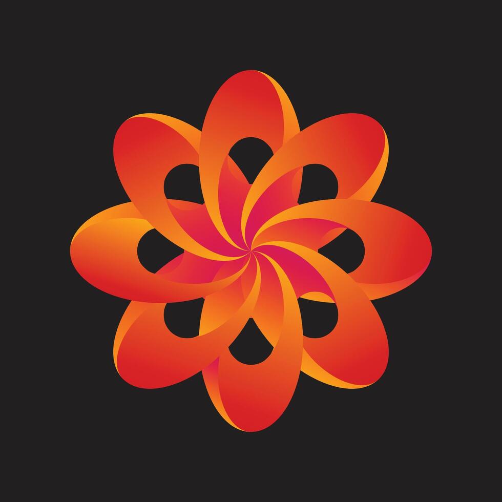 Dynamic Orange Red Swirling Petal Graphic vector