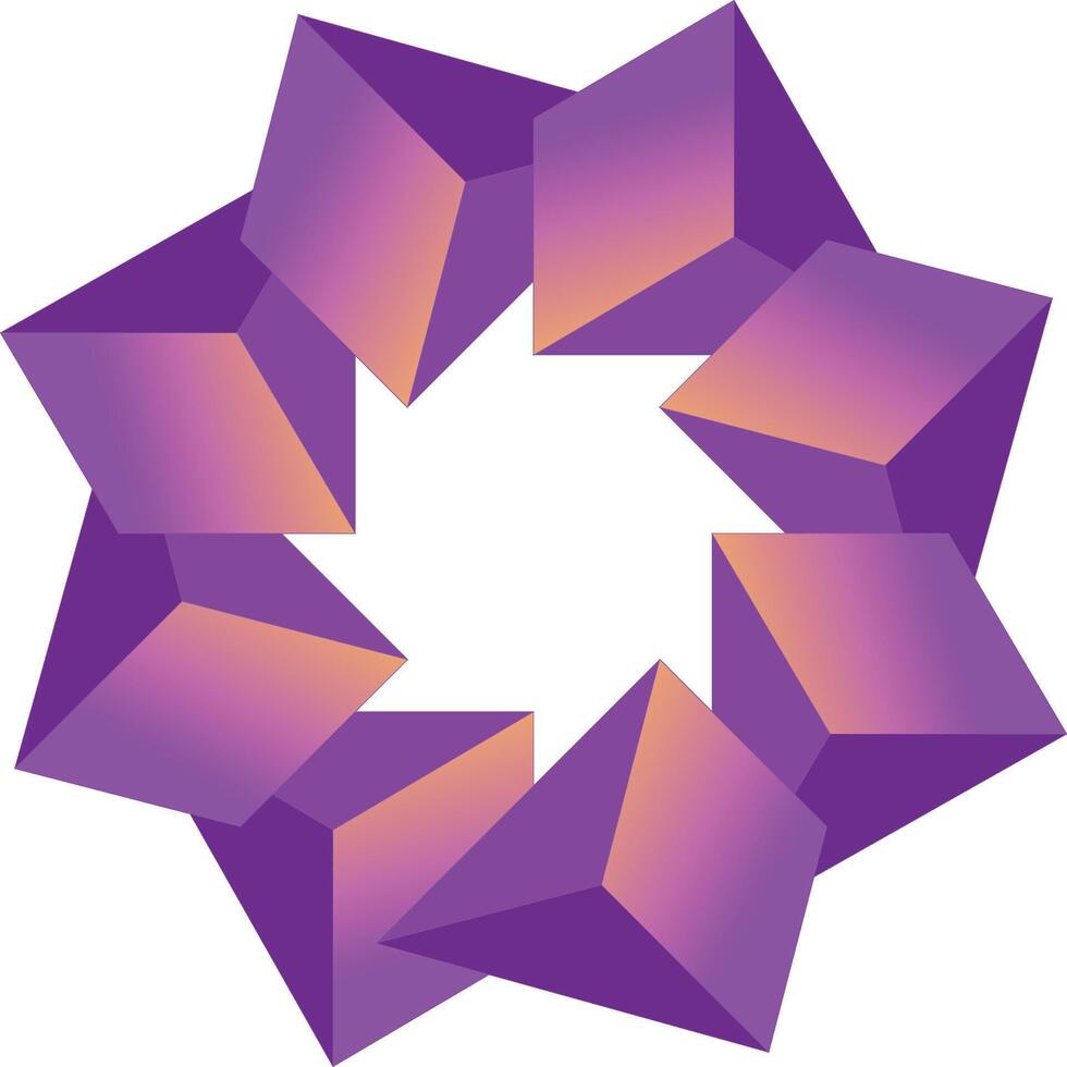 Dynamic Purple and Orange Geometric Cube Pattern vector