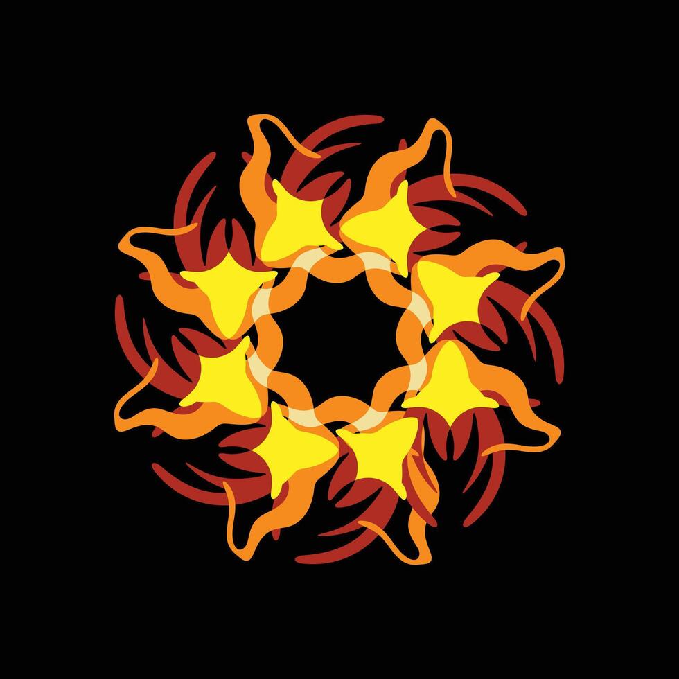 Abstract Radial Flame Design with Fiery Colors vector