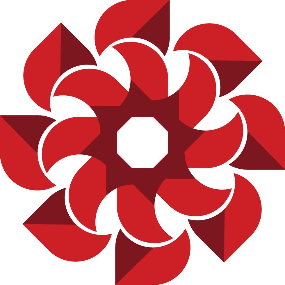 Bold Red Petal Flower Design vector