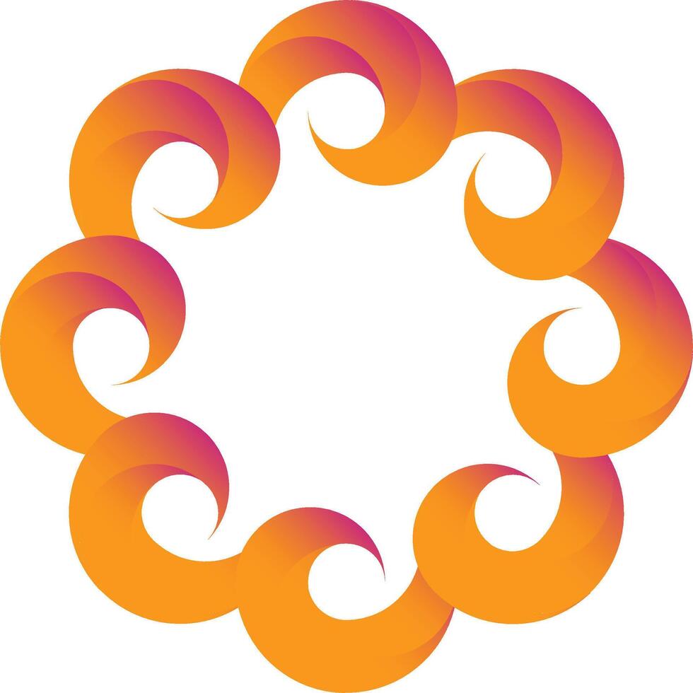 Dynamic Orange and Pink Swirl Circle Design vector