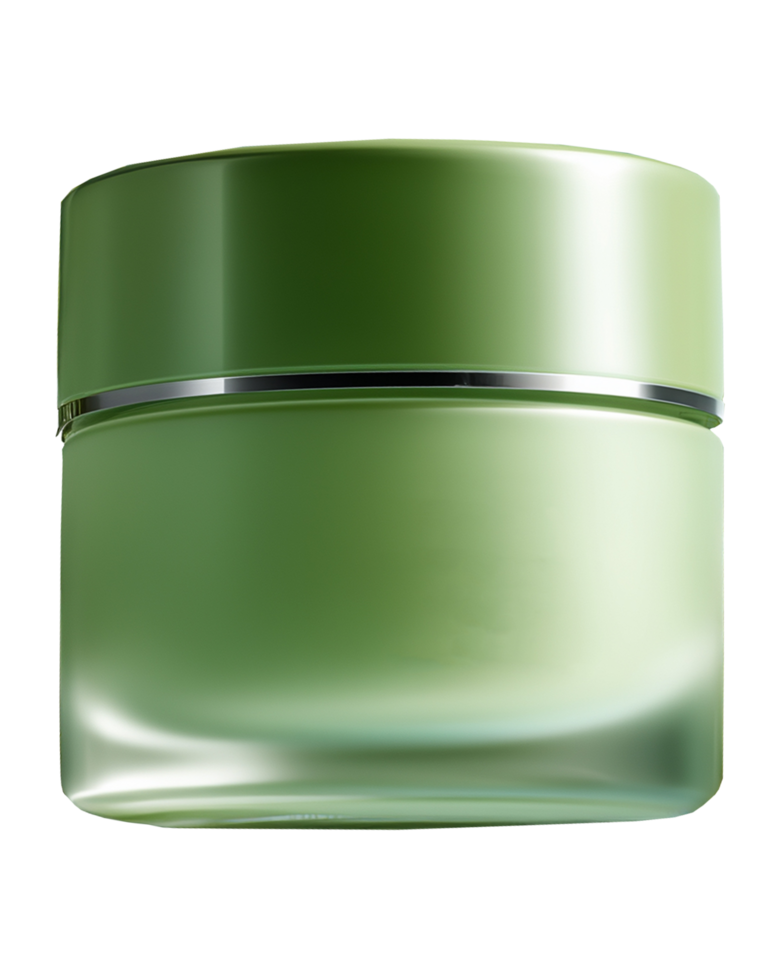 Cosmetic green cream container. Cut out png