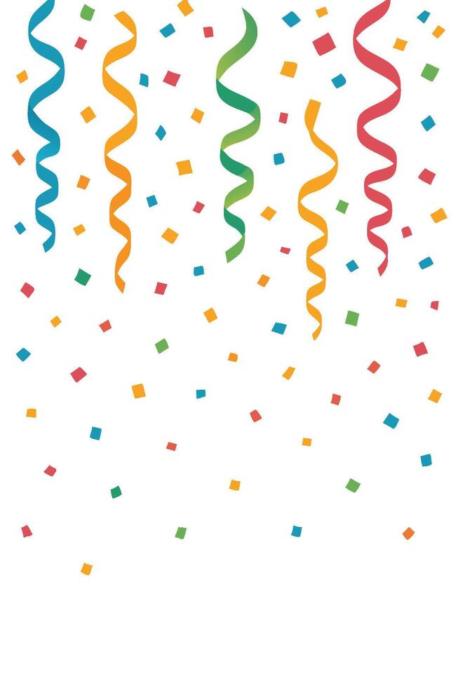 Colorful party design with a mix of tiny confetti and curling ribbons vector