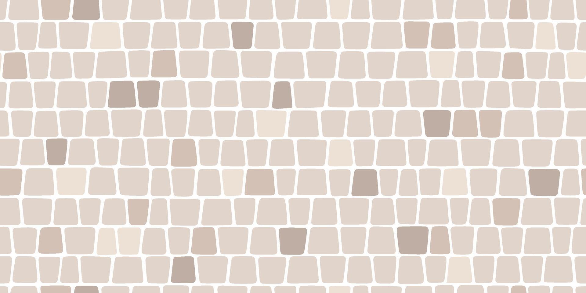 Paved stone simple seamless pattern. Pavement tile texture. Stone mosaic background. Cobble floor interior pattern. Block ancient sidewalk ornament. illustration isolated on white background. vector