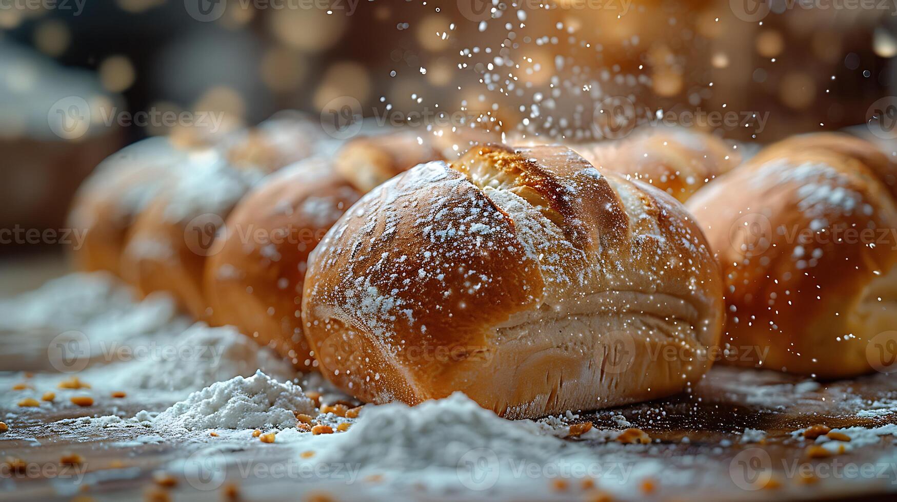 A pile of bread with sprinkles on top photo