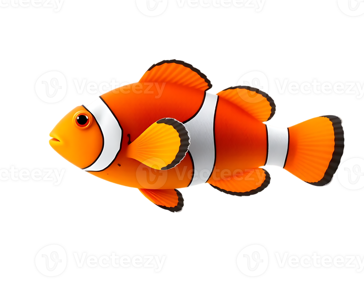 Vibrant Orange Clownfish with White Stripes png