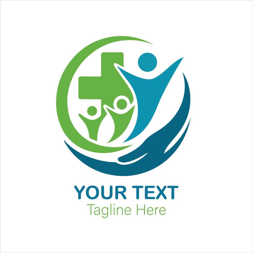 Healthcare Charity Logo - Medical Cross People Hand Circle Icon Design vector