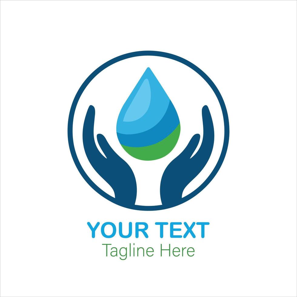 Hands Holding Water Drop for Environment and Care Logo Design vector
