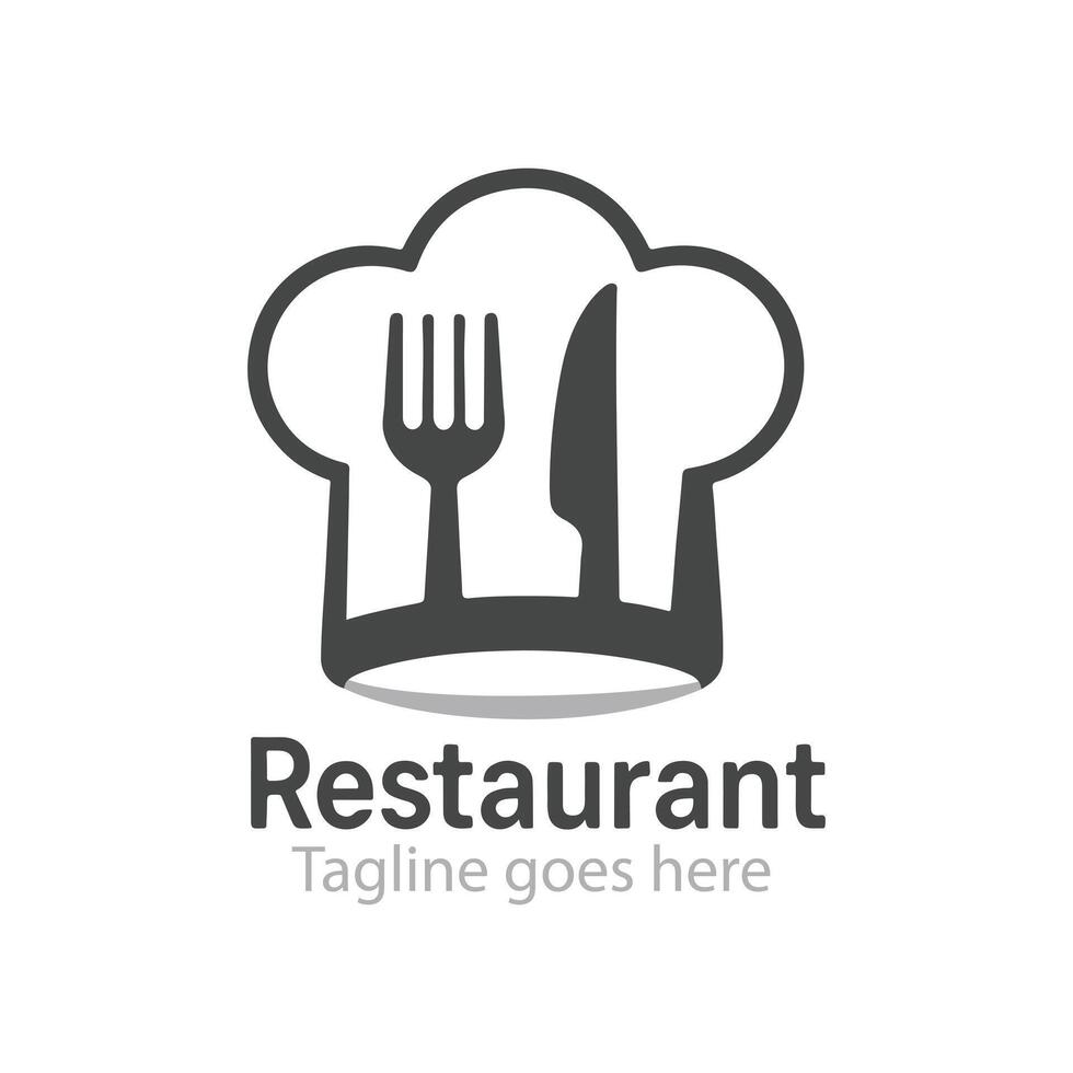Chef Hat Fork Knife Logo - Restaurant Food Service Culinary Icon vector