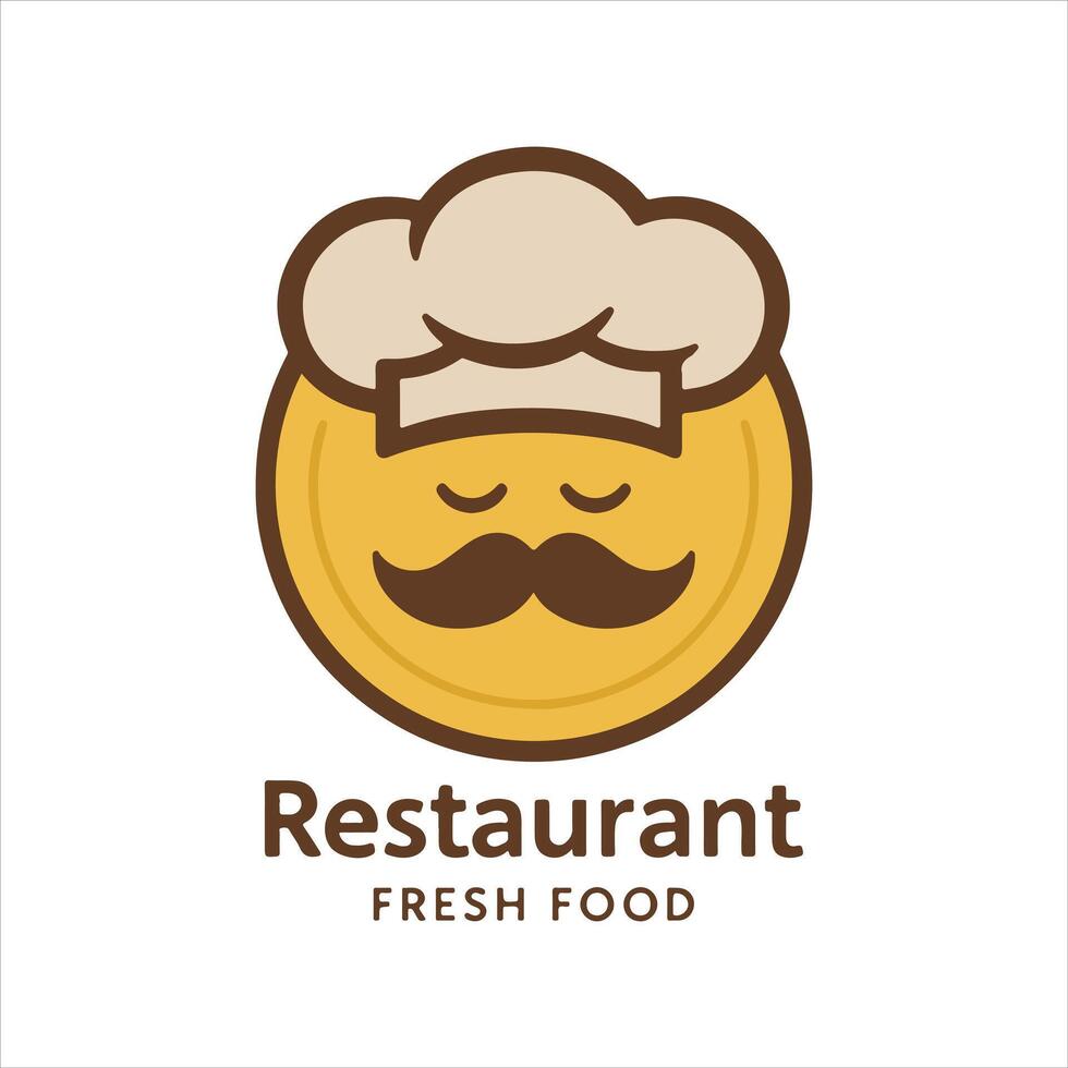 Chef Smiley Face Logo - Restaurant Fresh Food Cook Icon Design vector