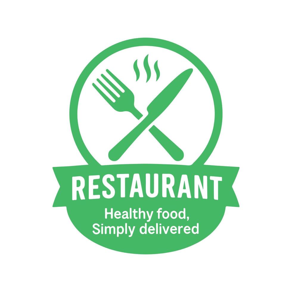 Restaurant Healthy Food Logo - Fork Knife Steam Delivery Icon Badge vector