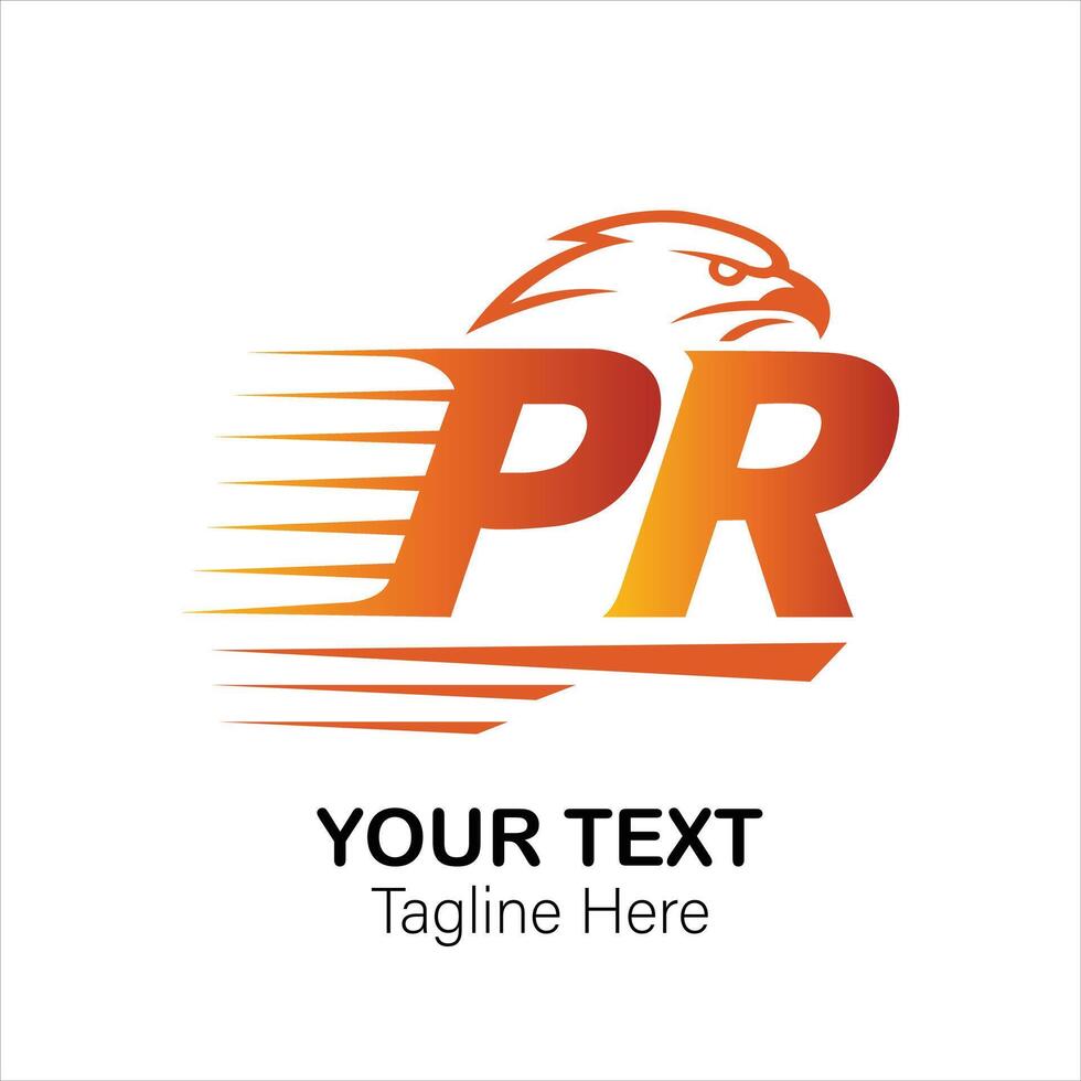 Eagle Head PR Letter Logo Design Speed Motion Falcon Mark Template vector