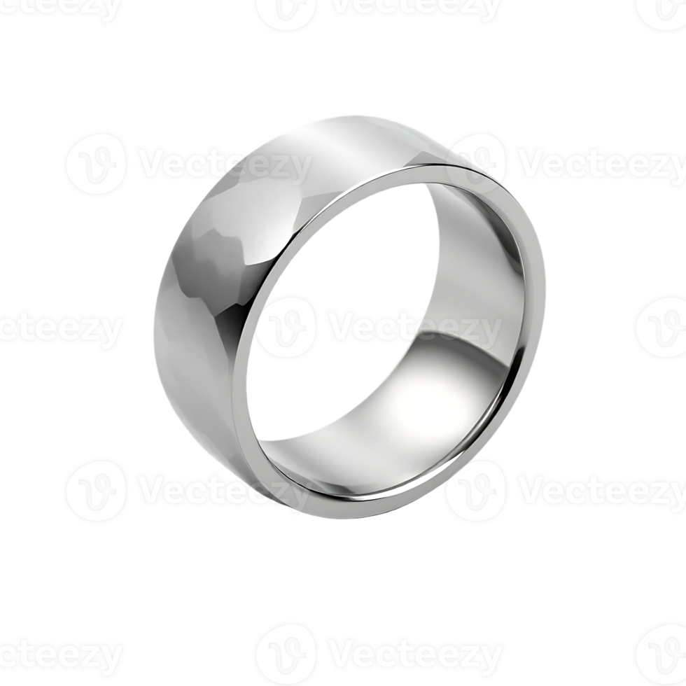 Shiny Silver Ring with Hammered Finish png