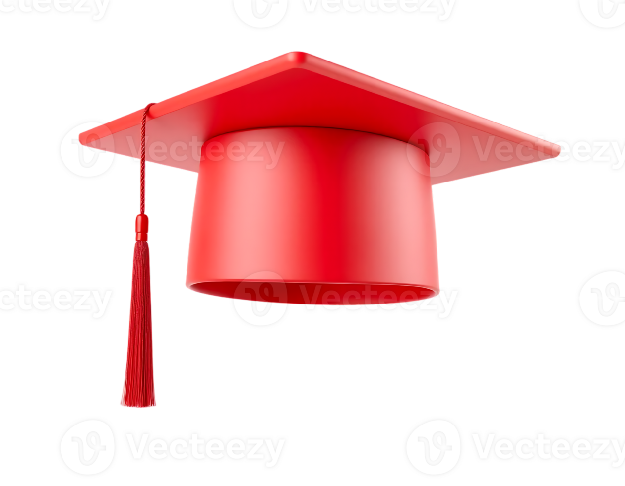 Red 3D Graduation Cap Isolated on Transparent Background png