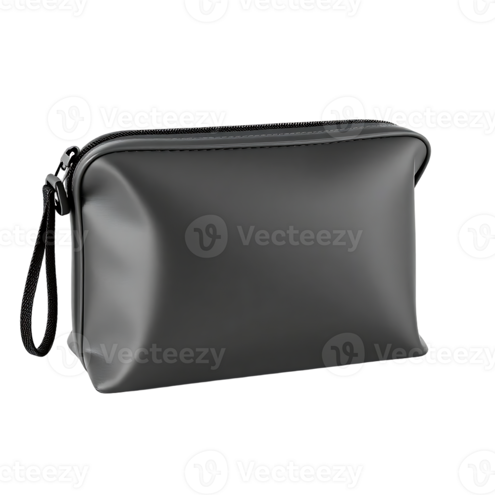Sleek Black Clutch Bag with Wrist Strap png