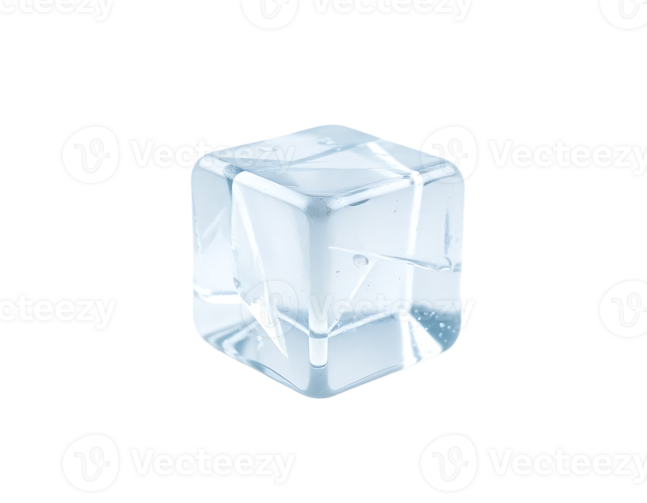 Close-up of a Realistic Ice Cube with Transparent Properties png