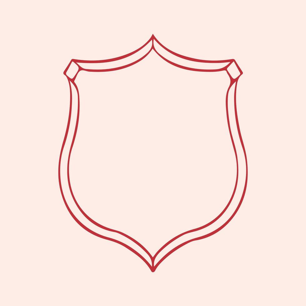 Coat of arms. outline illustration in red color. Family crest. Wedding template. Flat design in retro style. Vintage heraldic emblem element. vector