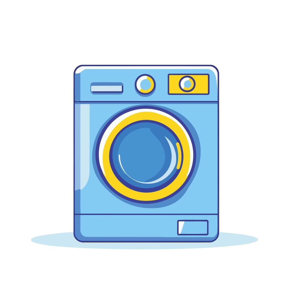 Modern Blue Washing Machine Front Loading Clean Appliance Icon vector