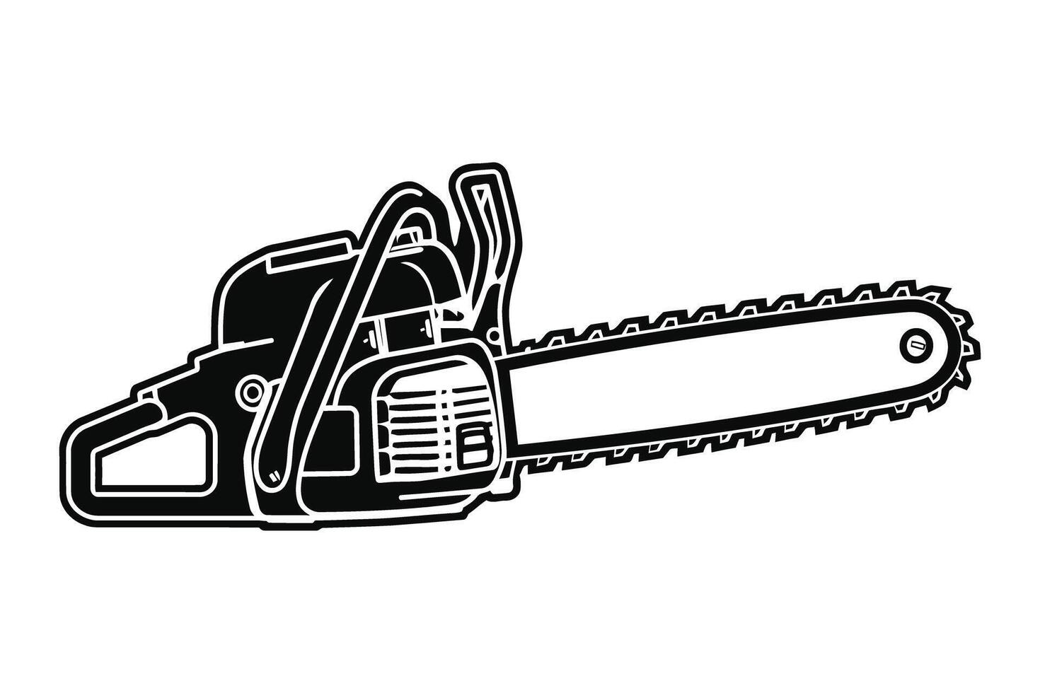 Illustration of a Powerful Chainsaw for Woodcutting and Outdoor Work vector