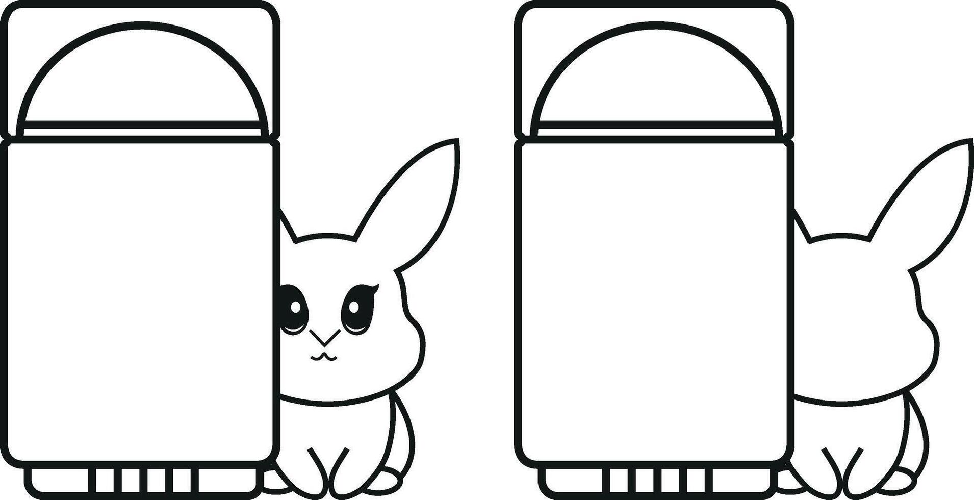 set of two simple black and white cosmetic deodorant badges with rabbits next to them, meaning that the cosmetic products are not tested on animals vector