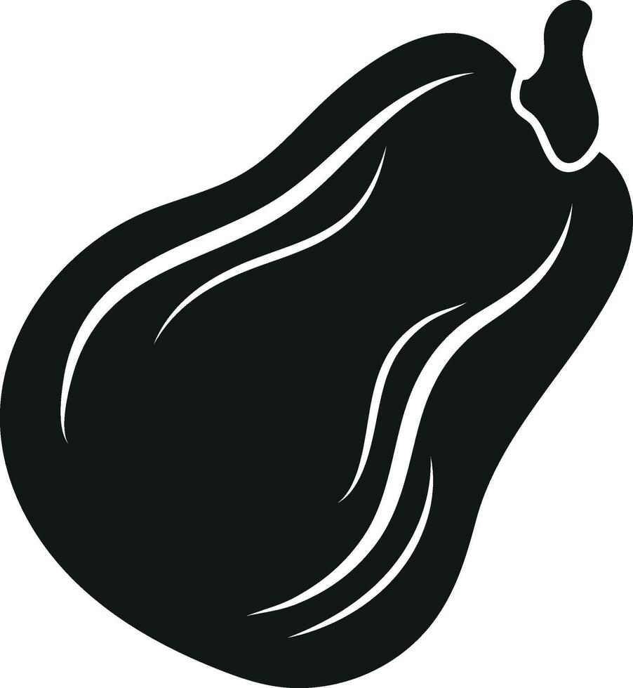 minimalist logo of a long black pumpkin with a tail and white lines on it, for autumn themed designs vector