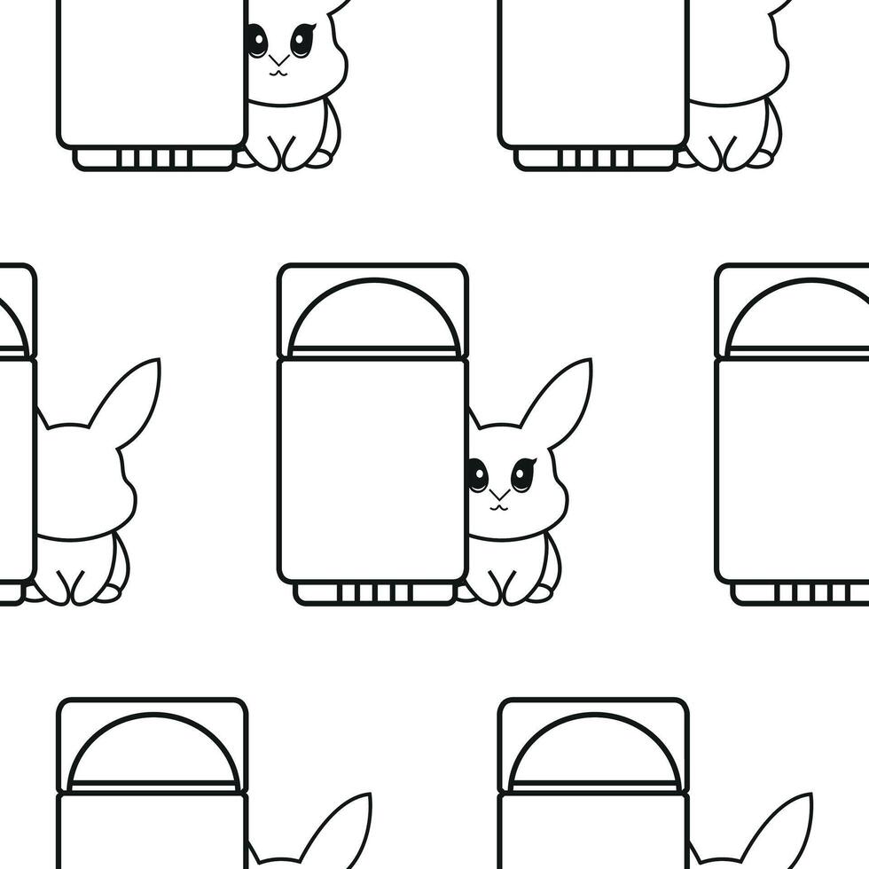 pattern of two simple black and white cosmetic deodorant check marks with rabbits next to them, meaning that cosmetic products are not tested on animals vector