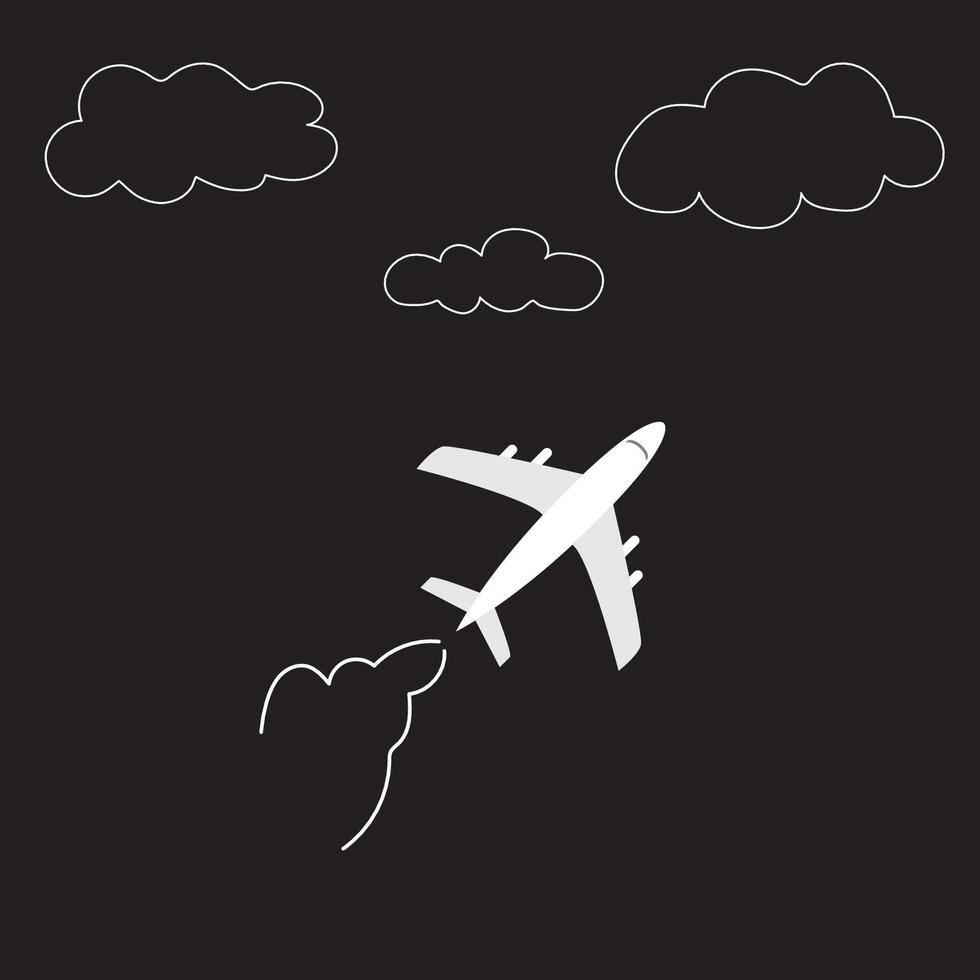 Minimalist Airplane Illustration with Clouds for Travel Poster and Background Design vector