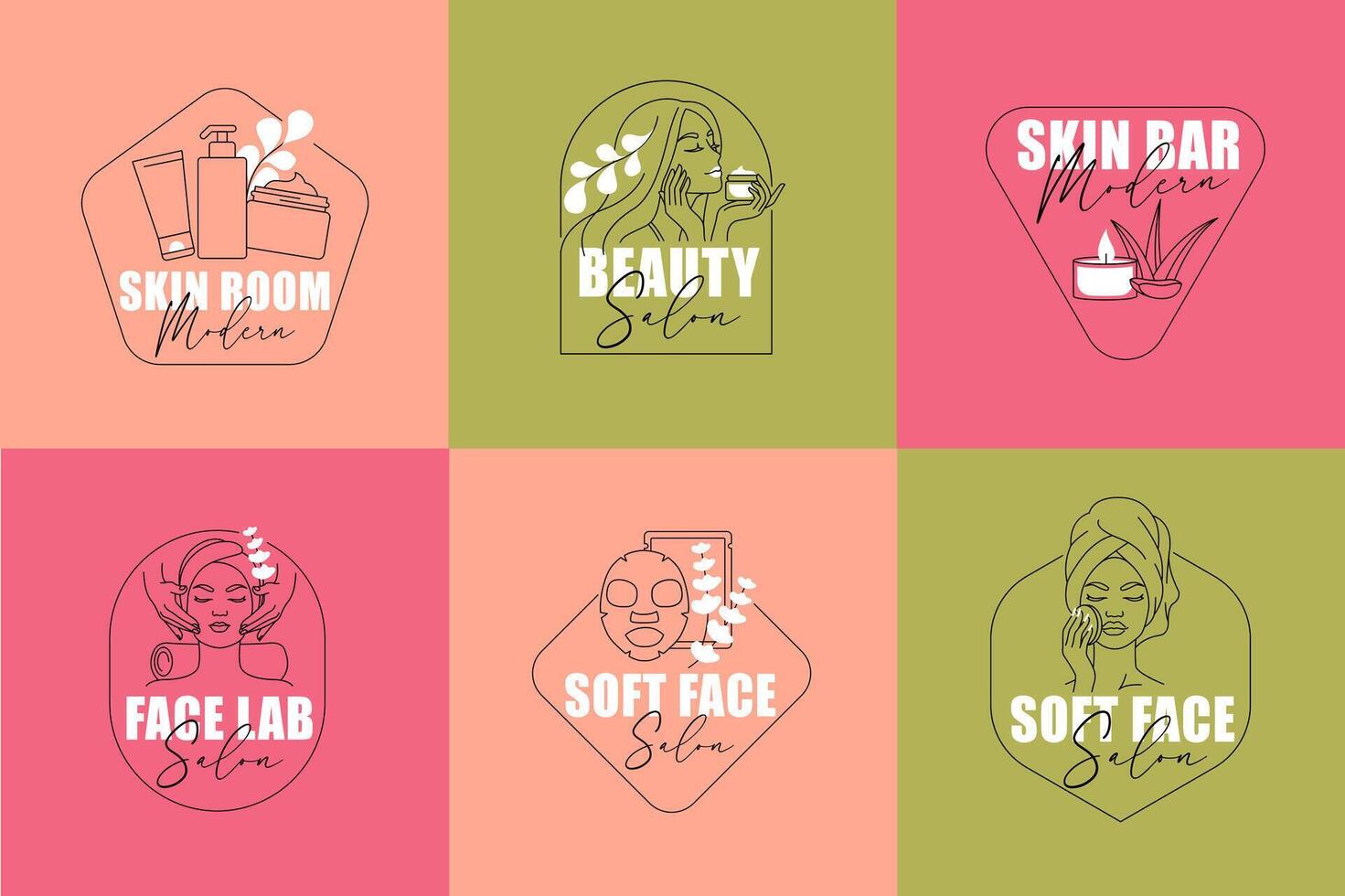 Beauty and Skincare Logo Pack. Ready-Made Brand Templates for Cosmetics and Spa vector